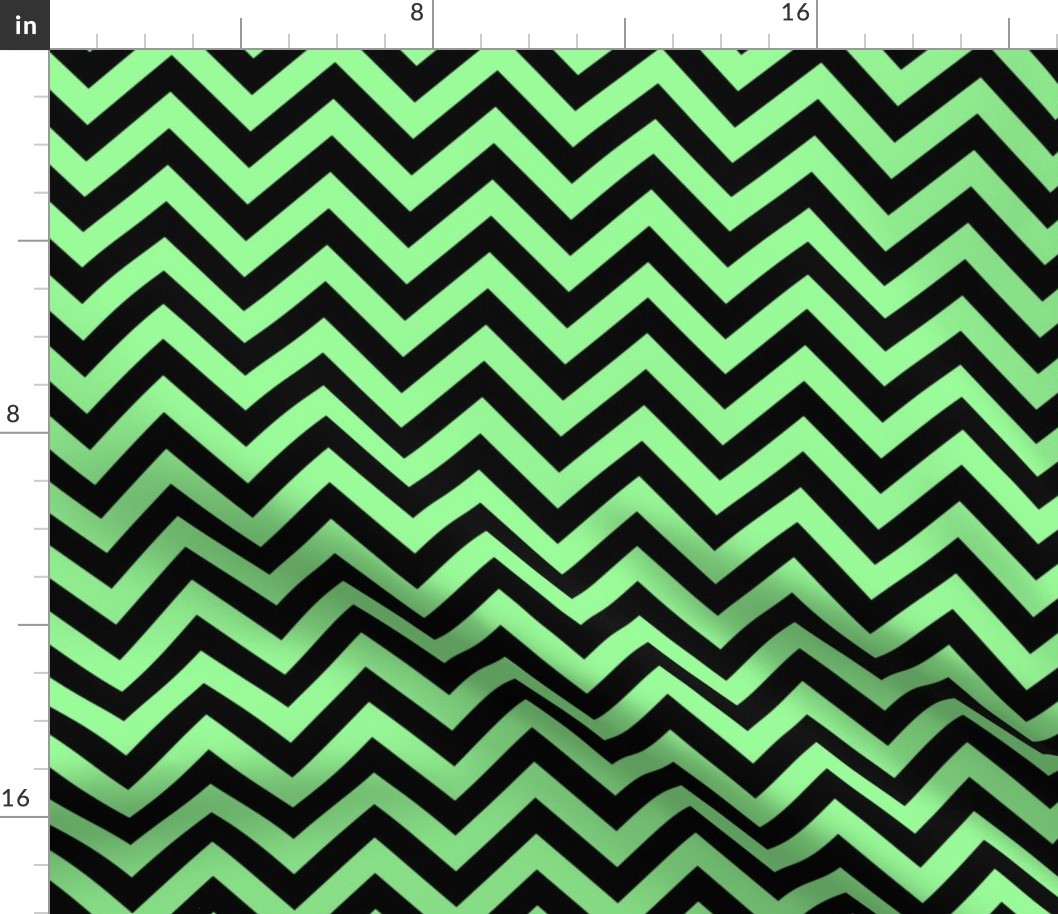 Three Inch Mint Green and Black Chevron Stripes