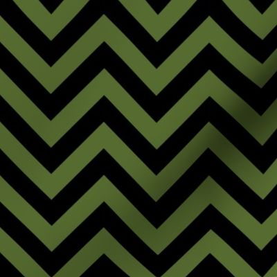 Three Inch Olive Green and Black Chevron Stripes