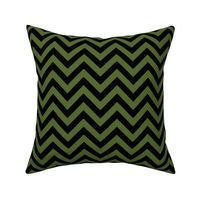 Three Inch Olive Green and Black Chevron Stripes