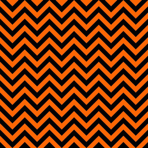 Three Inch Orange and Black Chevron Stripes