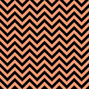 Three Inch Peach and Black Chevron Stripes