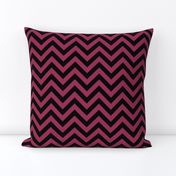 Three Inch Sangria Pink and Black Chevron Stripes