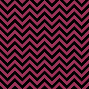 Three Inch Sangria Pink and Black Chevron Stripes