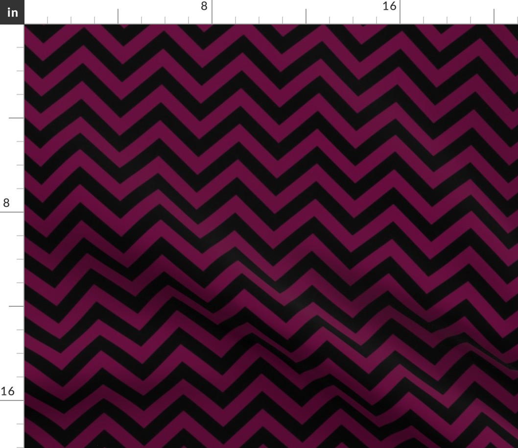 Three Inch Tyrian Purple and Black Chevron Stripes