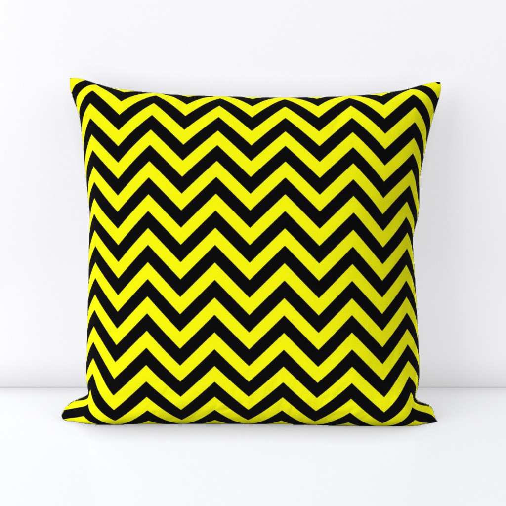 Three Inch Yellow and Black Chevron Stripes