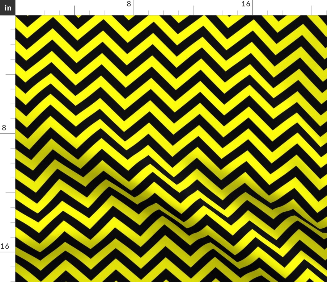 Three Inch Yellow and Black Chevron Stripes