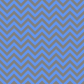 Three Inch Cornflower Blue and Gray Chevron Stripes