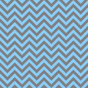 Three Inch Light Sky Blue and Medium Gray Chevron Stripes