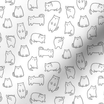 MEDIUM Fat white cartoon cats pattern