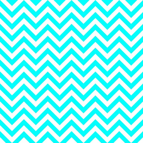 Three Inch Aqua Blue and White Chevron Stripes