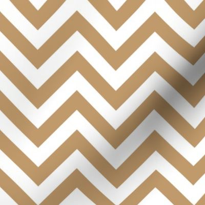 Three Inch Camel Brown and White Chevron Stripes