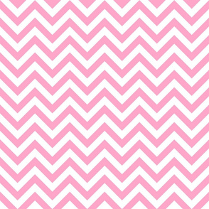 Three Inch Carnation Pink and White Chevron Stripes