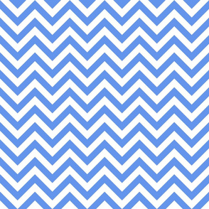 Three Inch Cornflower Blue and White Chevron Stripes