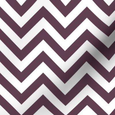 Three Inch Eggplant Purple and White Chevron Stripes