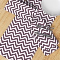 Three Inch Eggplant Purple and White Chevron Stripes