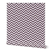 Three Inch Eggplant Purple and White Chevron Stripes