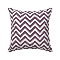 Three Inch Eggplant Purple and White Chevron Stripes