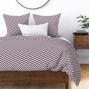 Three Inch Eggplant Purple and White Chevron Stripes