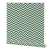 Three Inch Hunter Green and White Chevron Stripes