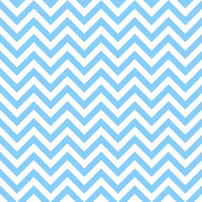 Three Inch Light Sky Blue and White Chevron Stripes