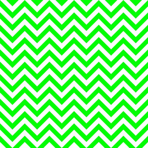 Three Inch Lime Green and White Chevron Stripes