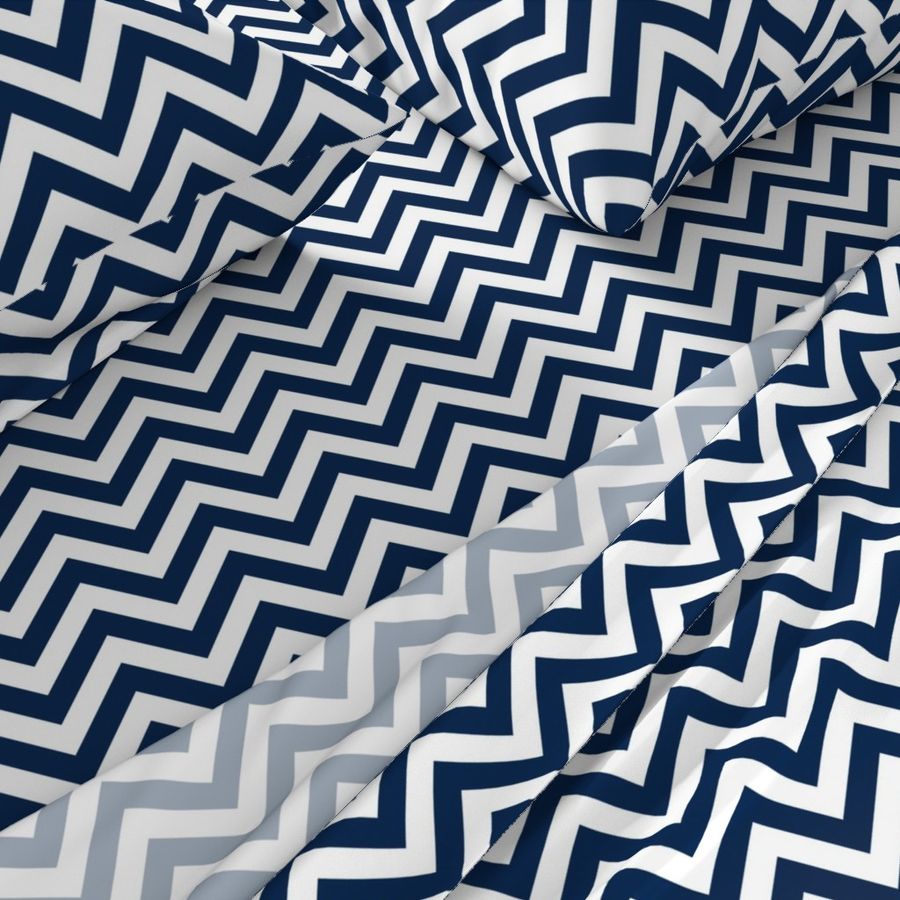 Three Inch Navy Blue and White Chevron Stripes