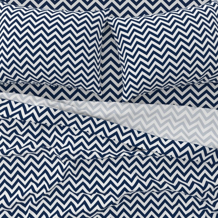 Three Inch Navy Blue and White Chevron Stripes