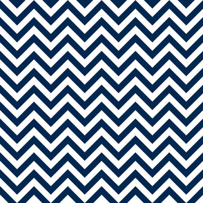 Three Inch Navy Blue and White Chevron Stripes