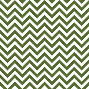 Three Inch Olive Green and White Chevron Stripes