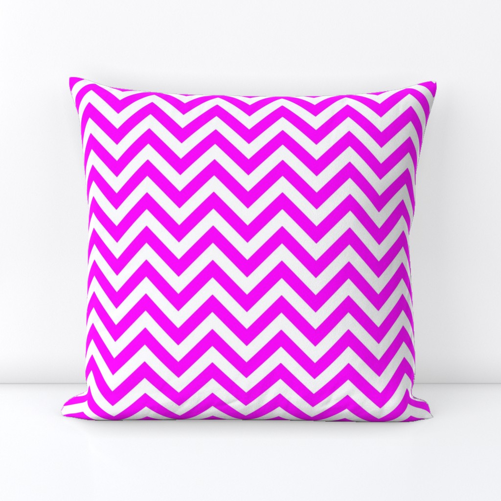 Three Inch Pink and White Chevron Stripes