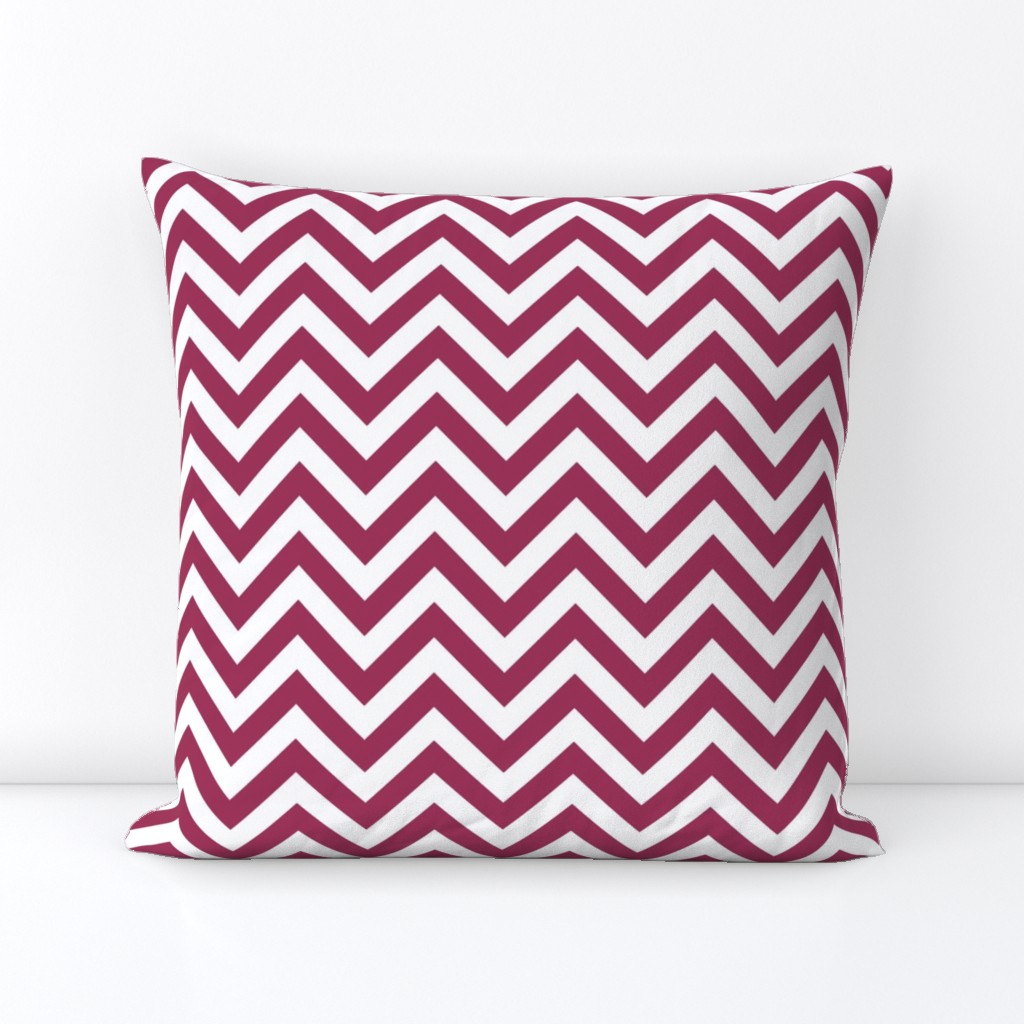 Three Inch Sangria Pink and White Chevron Stripes