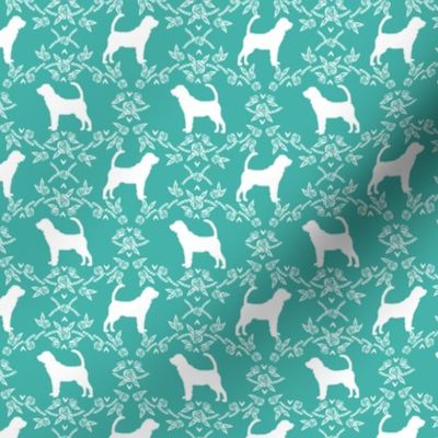 Bloodhound silhouette dog breed floral turquoise small version