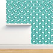 Bloodhound silhouette dog breed floral turquoise small version
