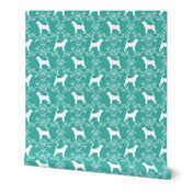 Bloodhound silhouette dog breed floral turquoise small version