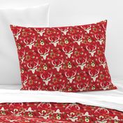 Christmas Floral Deer Winter White 