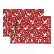 Christmas Floral Deer Winter White 