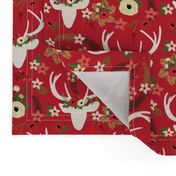 Christmas Floral Deer Winter White 