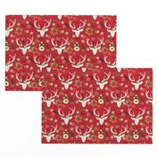 Christmas Floral Deer Winter White 