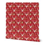 Christmas Floral Deer Winter White 