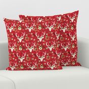 Christmas Floral Deer Winter White 