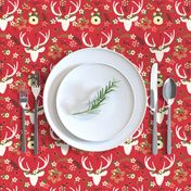 Christmas Floral Deer Winter White 