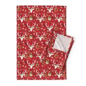 Christmas Floral Deer Winter White 