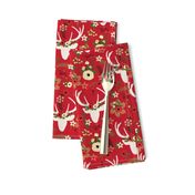 Christmas Floral Deer Winter White 