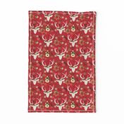 Christmas Floral Deer Winter White 