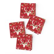 Christmas Floral Deer Winter White 