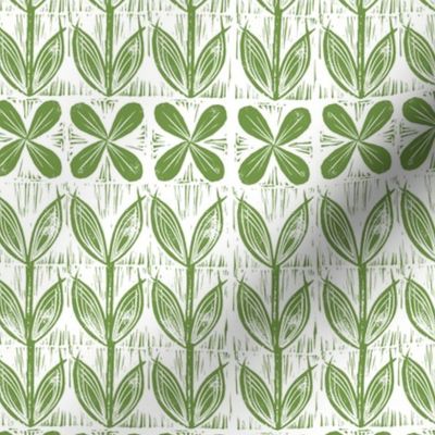 lino block flowers // moss green