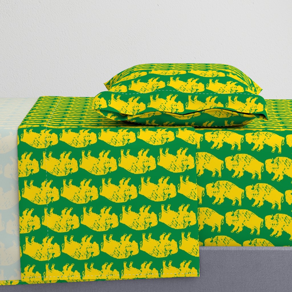 Bison Print - Green & Gold (rotated)