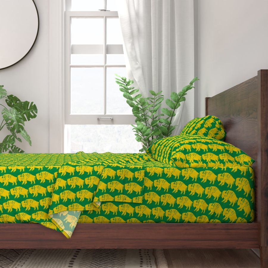 Bison Print - Green & Gold (rotated)