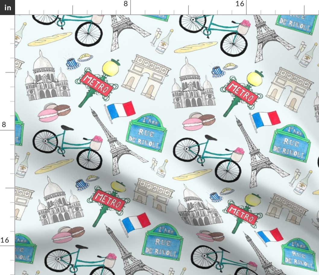 Paris Icons - oversize - blue background