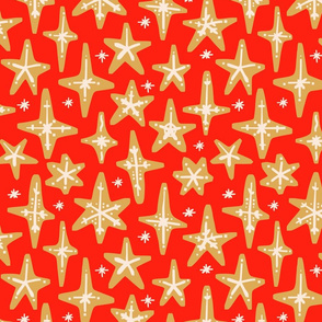 Gingerbread Stars on Red (Large)